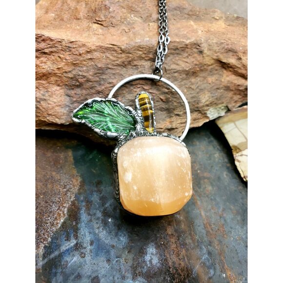 Halloween Pumpkin Crystal Necklace Handmade Halloween costume jewelry - Picture 10 of 11